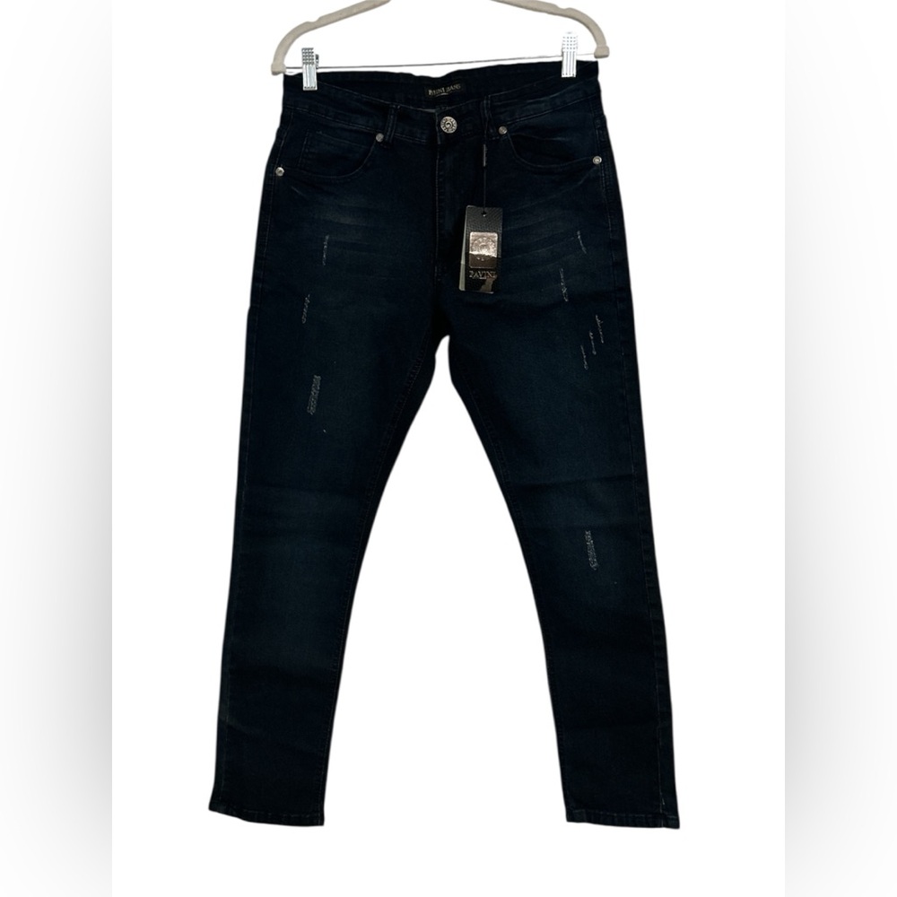 Mens NWT Pavini Pants Black Jeans Distressed 32X30 ￼(745)